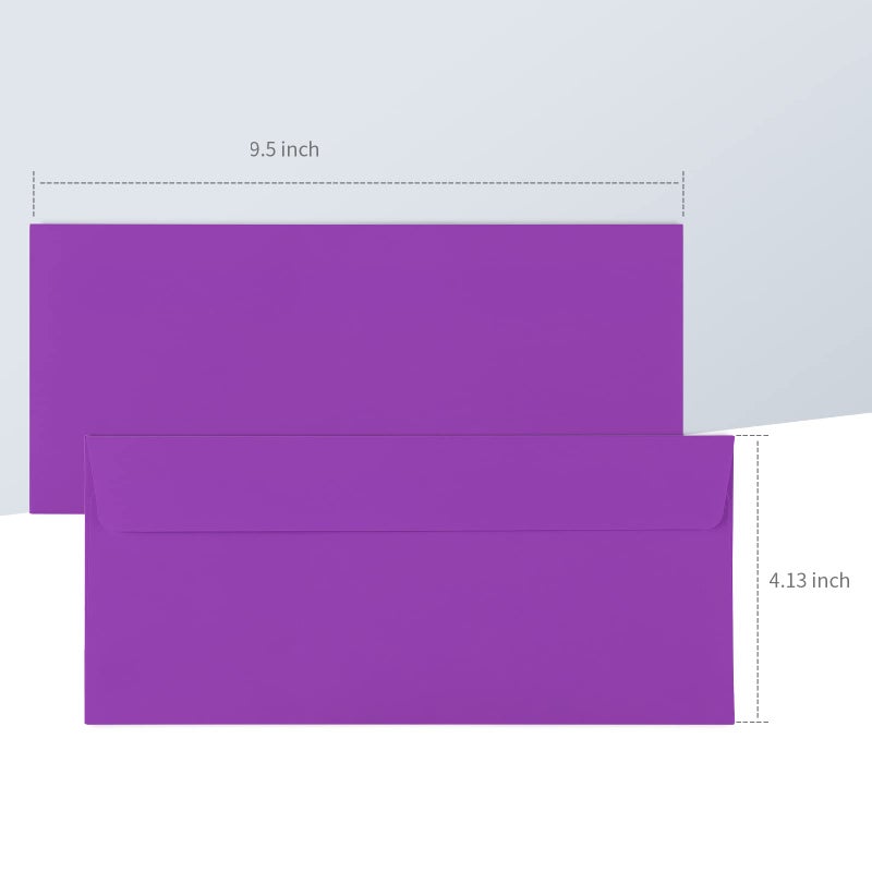 Granhoolm 100 Pack Colorful Envelopes #10 Envelopes Letter Size #10 Business Envelopes Envelope Self Seal for Business Office Checks Letter Mailing Invoices Invitation(4.13 x 9.49 in) - Image 2